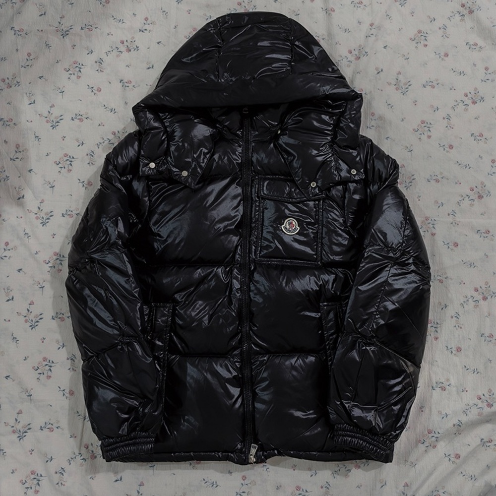 Moncler Black High-Gloss Hooded Puffer Jacket